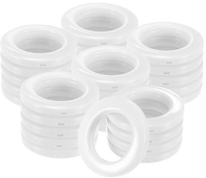 M METERXITY 25-Pack Curtain Grommets, 1-9/16(40mm) Inner Diameter Plastic Curtain Rings Clip Eyelet Rings Nanoscale Low Noise Roman Ring for Windows/Fabric, Home Drapes Grommets [White]