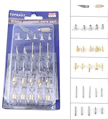 28st Träförbränningssats Träbränna Verktyg, Trälödningstips Trästencils Set Träbränningsverktyg och Läderpyrografi Full Set Träbränningslödtips Förbränning