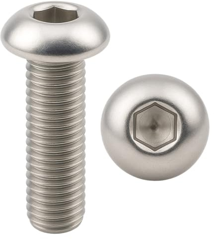 Skruvar i rostfritt stål M10 x 50 mm BTR linshuvud Ø 10 x 50 mm | cylindrisk skruv M10 x 50 mm BHC sexkantig insexnyckel | A2-70 rostfritt stål (V2A/304) | DIN ISO 7380-1: Set med 20 st - ProRaje