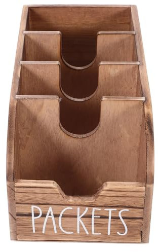 ULTECHNOVO Caja De Almacenamiento De Bolsitas De Té Soporte Para Bolsitas De Té De Viaje Organizador De Paquetes De Azúcar Bandeja De Servicio Dividida Recipiente Multiespecias Madera Marrón