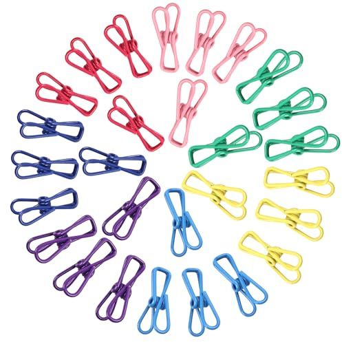 XIANJIA 40 Stücke Bunte Metall Wäscheklammern Set, Starke Wäscheklammern und Handtuchklammern, Ideal für Wäsche, Handtücher, Decken, Camping und Haushaltsorganisation