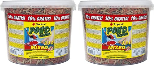 Pond Sticks Mixed 3,3L / 270g - Aliment à Multi ingrédients sous Forme de bâtonnets flottants pour carpes koï et Poissons de Bassin (Lot de 2)
