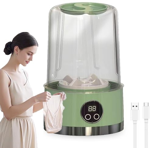 Minilavadora de Trapos, Mini Washer Machine Portátil - Mini Lavadora para Trapos de Cocina y Ropa Interior, Mini Washing Machine con Centrifugado para Limpieza Higiénica (Verde)