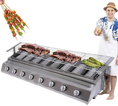 Griglia professionale per esterni, in acciaio inox, con altezza regolabile, per feste, campeggio e picnic