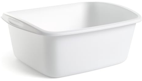 Tribello Plastic Wash Tub Dishpan Basin and Foot Bath for Soaking Feet, Laundry Hand Wash Bucket, Dish Pans for Washing and Storage Cleaning Supplies - 12 Quarts - Heavy Duty - Made in USA (White)