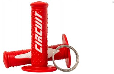 Circuit Equipment – Manopole Electra Racing con sistema lock-on, controllo preciso e polimero confortevole – Rosso/Bianco – Per moto off-road e dual-sport