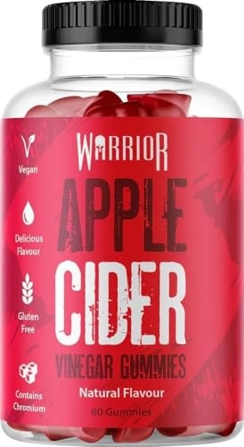 Warrior Apple Cider Vinegar Gummies – 1000 mg Per Serving – High Strength – Contains Vitamin C & Chromium, with Pomegranate Juice – ACV Vegan Gummy Supplement (60 Count)