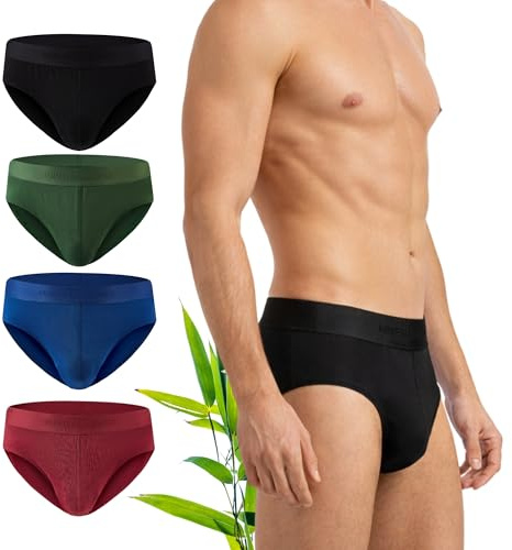 Hunter&Hawks Lot de 4 Slips Homme en Viscose de Bambou | S-6XL | Slip Homme et Respirants | Propriétés Anti-Humidité pour Fraîcheur et Détente