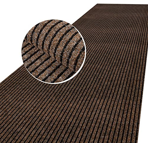 ANRO Smutsfångarmatta inomhus Mischa Brun 300 x 100 cm | Material: polypropen, halkfri gummibaksida, 5 mm, tvättbar, för inomhus och utomhus