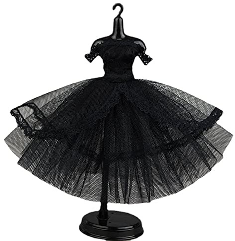 Solid Black Fashion Tutu Ballet Dress for 11.5 Doll Clothes Outfits 1/6 Dolls Accessories 3-Layer Skirt Ball Party Gown (Solid Black)