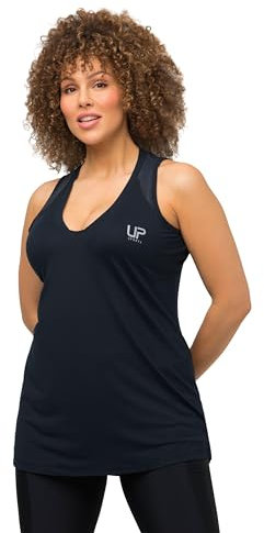 Ulla Popken Damen Funktions, schnelltrocknend, V-Ausschnitt, ärmellos Top, Marine, 46-48