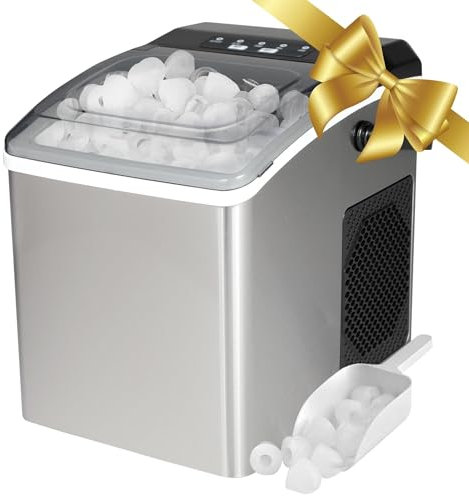 Koolatron Countertop Ice Maker Machine 12KG Portable Ice Cube Maker 9 Cubes in 6 Mins Self-Cleaning Compact Ice Machine for Home Bar Party Office, Grey