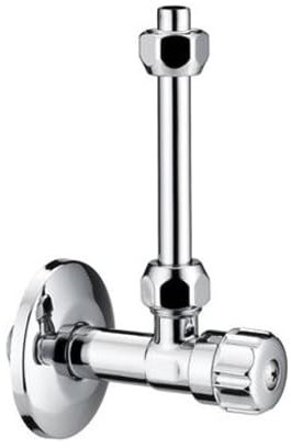 Schläfer 1437200 | Rubinetto d'Arresto a Squadra, Progettato per Cassetta Wc, Tubo in Rame dal Diametro 10mm x 10cm, Include anche un Rosone, Uscita Acqua 3/8, in Ottone Cromato Antisfilamento