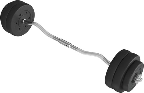 Yaheetech 30 kg SZ Curlset Langhantel-Set, SZ-Stange mit 6 Scheiben, Hantel-Set für Krafttraining, Curl-Stange mit Gewichten, Hantelstangenset SZ-Hantelset Curlset