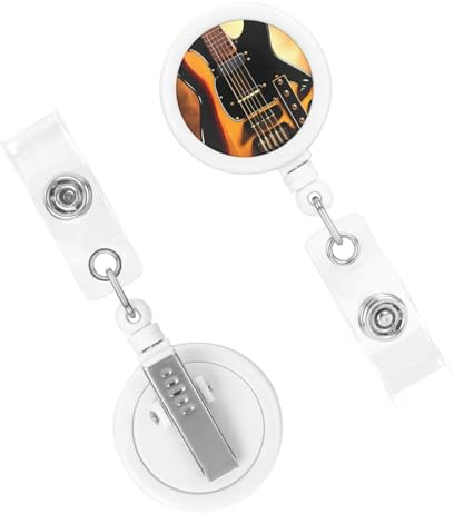 Brickklämmor infällbar ID-bricka rullar instrumentell gitarr emblem klämma lätt plast karbinhake klämmor nyckelring söt bältesklämma för märken hållare sjuksköterska läkare