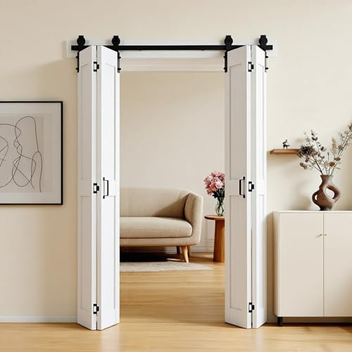 VEVOR Porta a Libro da Interno da 1524 x 2134 x 35 mm, in MDF per Armadio con Kit Ferramenta, Design Salvaspazio con Telaio a H, Pannelli di Porta Preassemblati per Camera da Letto, Guardaroba