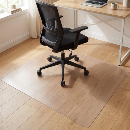 Office Chair Mat for Hardwood Floor, Under Desk Computer Rolling Chair Mat for Wood/Tile Floor, Non-Slip Heavy Duty Desk Rug PVC Plastic Hard Floor Protector 76 x 122cm