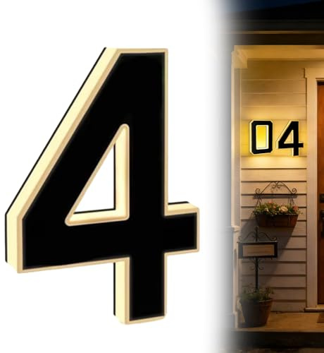Upplyst husnummerskylt 23 cm stor personlig vattentät LED-adressskyltar för hus modern upplyst bakgrundsbelyst adressplatta för hem garage butik (4)