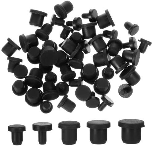 Lot de 50 bouchons de trou en silicone de 5 tailles, bouchons ronds en caoutchouc noir, bouchons en caoutchouc étanches haute température de type T pour trous de 4 à 9,5 mm de diamètre intérieur pour