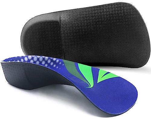 Ortotiska innersulor 3/4 längd, högt fotstöd för fotsulor för över-pronation, plantar fasciit, platta fötter, hälsmärtlindring skoinlägg för löpning sport män och kvinnor