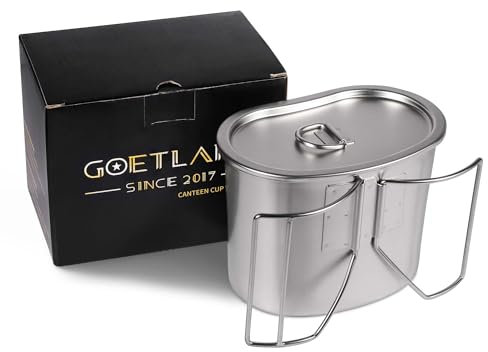 Goetland US Military Style Stainless Steel US Army Canteen Cup with Lid 0.7 qt 800 ml Water Cup Travel Mug Camping Coffee Mug