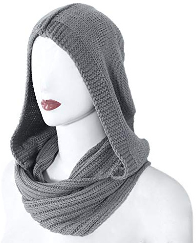 Ixkbiced Scaldacollo Scaldacollo con paraorecchie con Scialle Antivento con Cappuccio Invernale Lavorato a Maglia da Donna