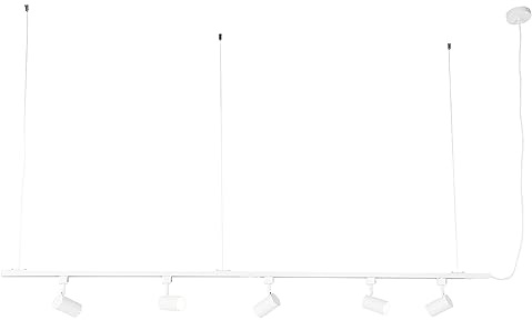 Qazqa - Modern 1-Phase Hanging Rail System White with 5 Spots - Jeana- - Modern - Suitable for LED GU10 | 5 Way Light - Steel Surface-Mounted spotway Light - Suitable for Bedroom I