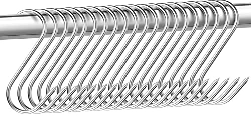 Esteopt wl-85442 Pack of 20 S Hooks Stainless Steel 15 cm Butcher Hooks Stainless Steel Smoker Hooks Hanging Hooks Butcher Hooks S-shaped Hooks for Bathroom, Bedroom, Office, Kitchen, Business