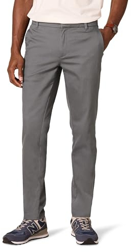 Amazon Essentials herr Slim-Fit Skrynkelbeständig platt framsida stretch chinos byxa