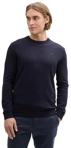 TOM TAILOR Pull pour Homme, 13160 – Mélange Bleu Marine tricoté., L