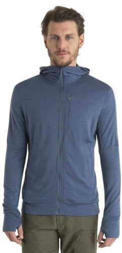 Icebreaker Merino Quantum IV Herren-Kapuzenpullover, langärmelig, Wolle, athletisch, mit Reißverschluss, Schwarz IV – Dawn – Größe S