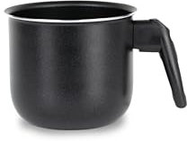 Zanetti, Bollilatte in Alluminio Linea Jumbo, Pentolino Latte Diametro 12 cm, Impugnatura Ergonomica, Colore Nero, Made in Italy