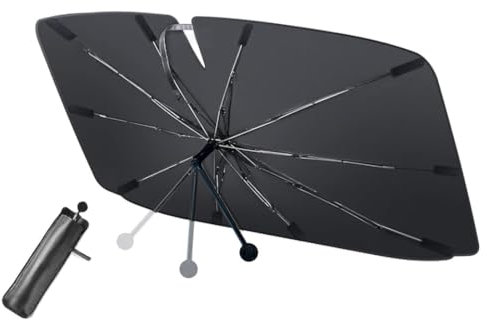 LELYFIT Parasol para Parabrisas Delantero de Coche, Plegable Con Barra Ajustable, Protección UV y Solar para la Mayoría de Los Vehículos, 140 x 80 cm