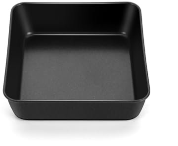 Homikit pirofila quadrata, 15,9 x 15,9 x 5 cm in acciaio inossidabile con rivestimento antiaderente, pirofila nera per torte/lasagne/casseroli, facile da pulire