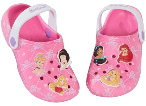 Disney Sabots de princesse pour filles avec breloques et badges, chaussures de princesse d'intérieur et d'extérieur avec sangle de cheville