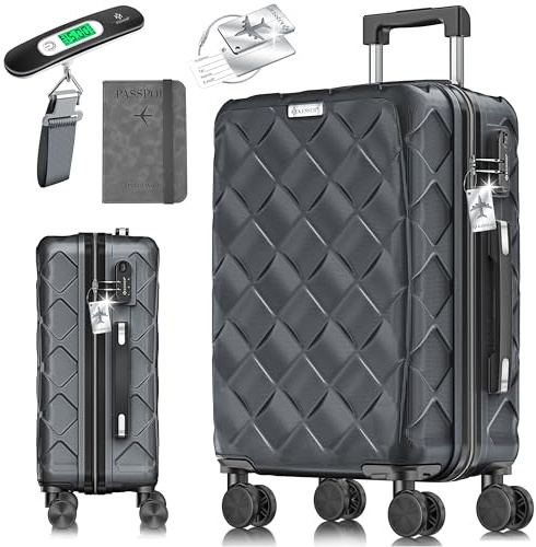 KESSER® Reisekoffer 55L Koffer Handgepäck ABS Hartschalenkoffer mit Zahlenschloss, Kofferwaage & Reisebrieftasche 360° Rollen | Rollkoffer für Business & Reise Trolley mit Teleskopstange & Tragegriff