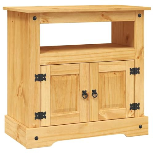 HETFTJN TV Stand Mexican Pine Corona Range Entertainment Center with Cabinet and Shelf 31.5x16.9x30.7 Brown TV Table for Living Room, Bedroom & Media Center