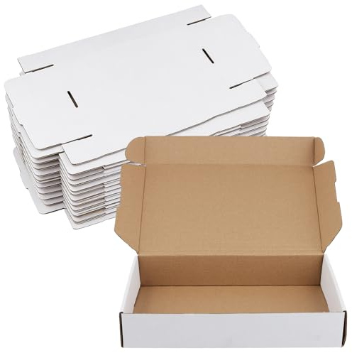 JIAYUET 30 PCS 270 x 165 x 50mm White Corrugated Cardboard Boxes, Small White Shipping Boxes for Mailing Packaging Parcel