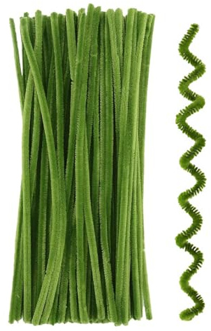 100 Pcs Green Pipe Cleaners for Craft – 12 Inch x 6mm Chenille Stems for DIY Art Projects & Holiday Decorations | Flexible Craft Wire for Kids | Pipe Cleaners for Craft Flowers & Classroom Use