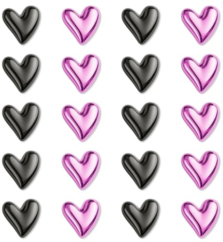 20PCS Fridge Magnets,Cute Love Heart Magnets for Fridge,Mini Magnet,Electroplate Decorative Refrigerator Magnet for Whiteboard Photos Poster Cabinet Locker Home School Office(Pink+Black)