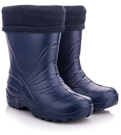 LEMIGO Unisex Kinder EVA Gummistiefel Gefüttert Leichte Warme Regenstiefel Jungen Mädchen TERMIX 861 22-37 EU (Dunkelblau, 36/37)