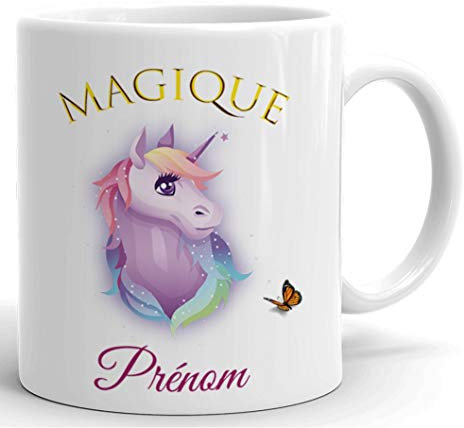 Tasse-Mug Licorne Personnalisable avec Prénom- Idée Cadeau Personnalisé Original Anniversaire Fête Ami et Famille