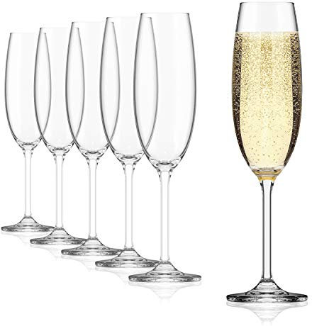 SAHM Copas de Cava de 220ml - Vasos Cristal - Copas de Champagne & Copas de Cava Originales - Aptas para el lavavajillas - 6 unidades