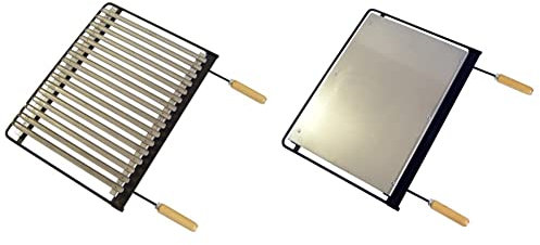 IMEX EL ZORRO 71609 - Parrilla para Barbacoa, INOX, 56 x 41 cm & Imex El Zorro 71610 - Plancha para barbacoa, hierro, Gris, 56 x 41 cm
