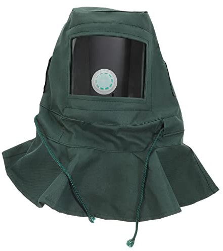 Angoily Sandblasting Helmet Dustproof Protective Hood Breathable Sandblaster Mask for Woodworking Construction and Painting Safety Gear Green