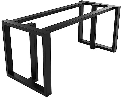 MetaloPro Tischbeine Metall, Schwerlast Stahl Schreibtisch Beine, Tischkufen Schwarz und Schrauben, Bodenschoner, Trapez Tischgestell für Moderne Couchtisch, Esstisch, Wohnzimmertisch – 180x70x72 cm