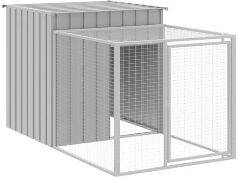 vidaXL Pollaio Area Corsa Grigio Chiaro 110x201x110 cm Acciaio Zincato