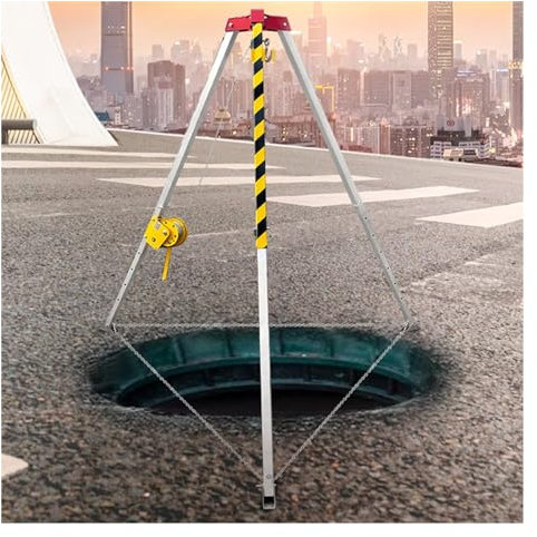 Rettungsstativ Bohrlochkopf-Rettungsgestell Stativ Für Beengte Räume Mit 20/25/30 M Seilwinde & Dehnbare Aluminiumbeine, Ausrüstung Für Die Brandrettung Für Schächte ( Size : 1200lbs(65' Winch) )