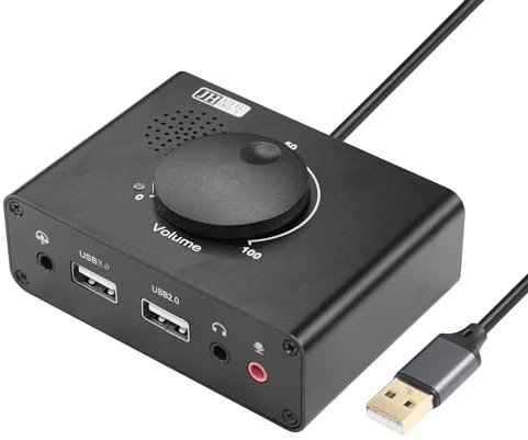 CERRXIANR Tarjeta de Sonido Externa USB con Control de Volumen, Adaptador de Audio USB3.0 con Interfaz de 3,5 mm e Interfaz USB para PC,computadora portátil,Teclado,Auriculares, micrófono