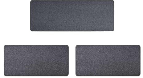 Primaflor Bettumrandung Teppich 3 Teilig - Macao - Anthrazit - Set aus 2 Stück 67x140 cm und 1 Stück 67x200 cm - Bettvorleger für Schlafzimmer - Kurzflor Teppich-Läufer